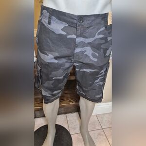 Urban Heritage Black and Gray Camo Cargo Shorts